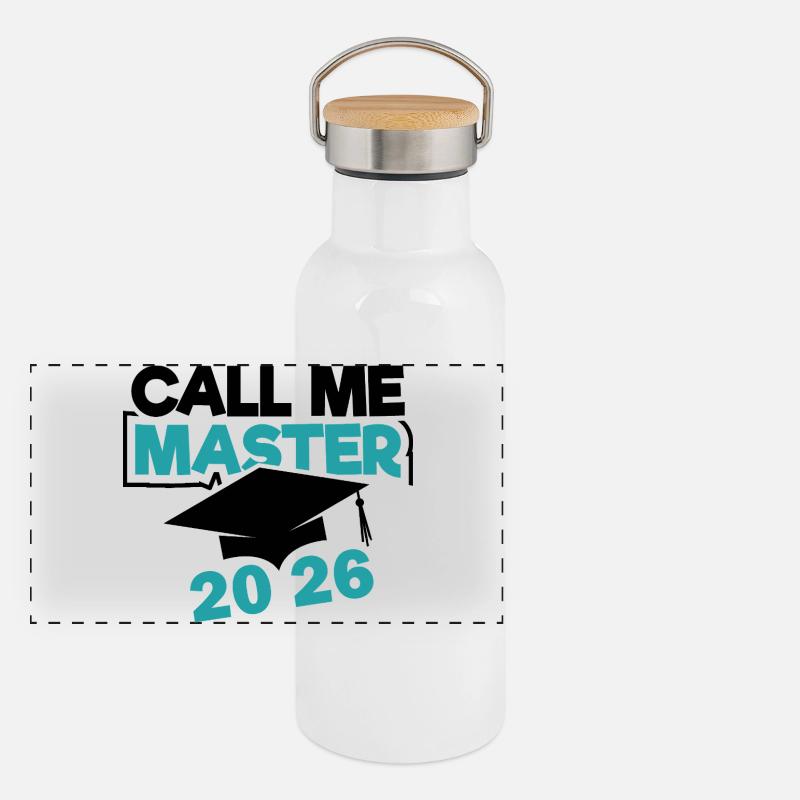 Master 2026 Diplôme Gourde isotherme avec bouchon en bambou