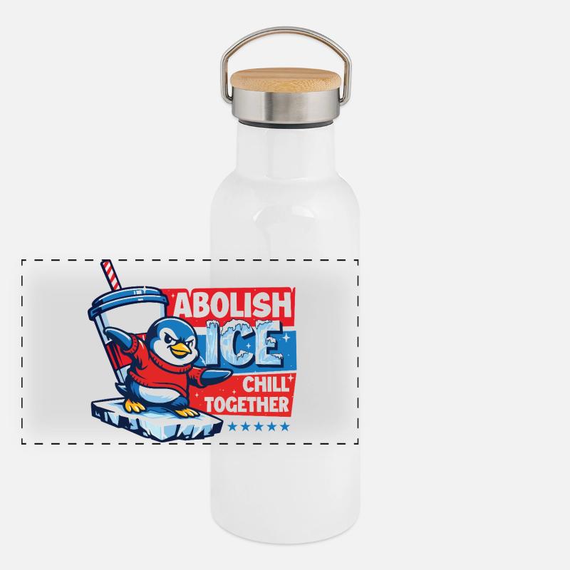 Abolir Chill Together pour les droits à l’immigration Gourde isotherme avec bouchon en bambou