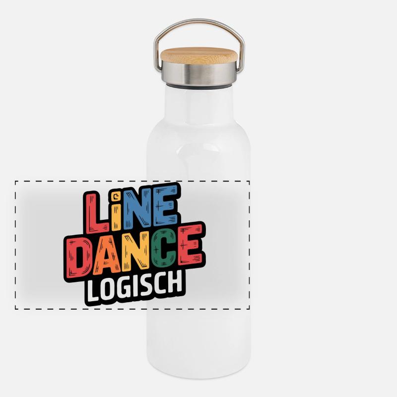 LineDance Logique Coloré Gourde isotherme avec bouchon en bambou