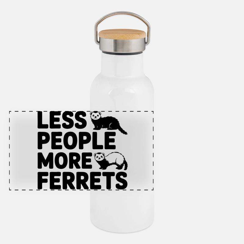 Frettchen - Moins de gens Plus de furets Gourde isotherme avec bouchon en bambou