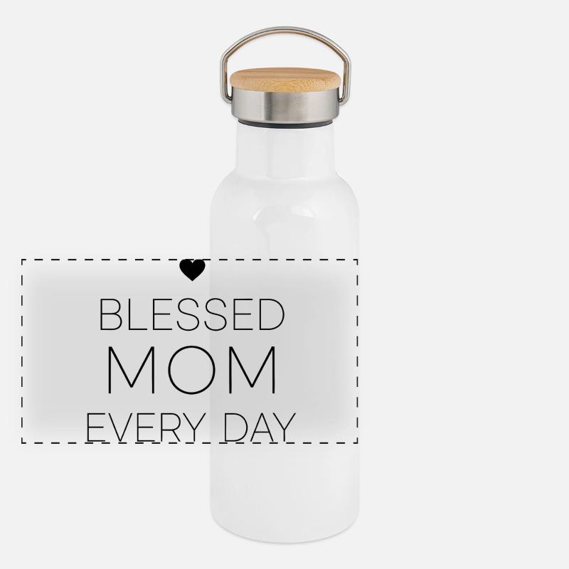 Cadeau maman tous les jours Gourde isotherme avec bouchon en bambou
