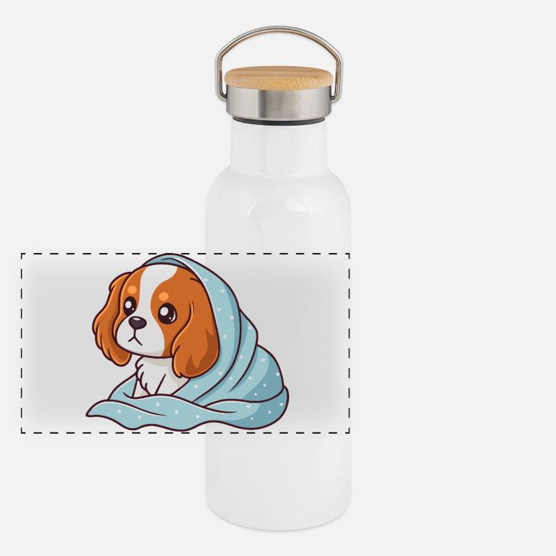 Beagle wrapped up in blue Panoramic Thermal Bottle with Bamboo Lid
