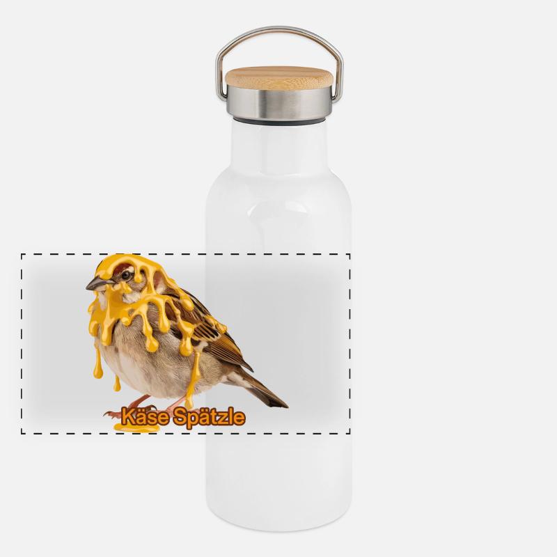 Cheese Spätzle Spatz Funny Swabian Saying for Panoramic Thermal Bottle with Bamboo Lid