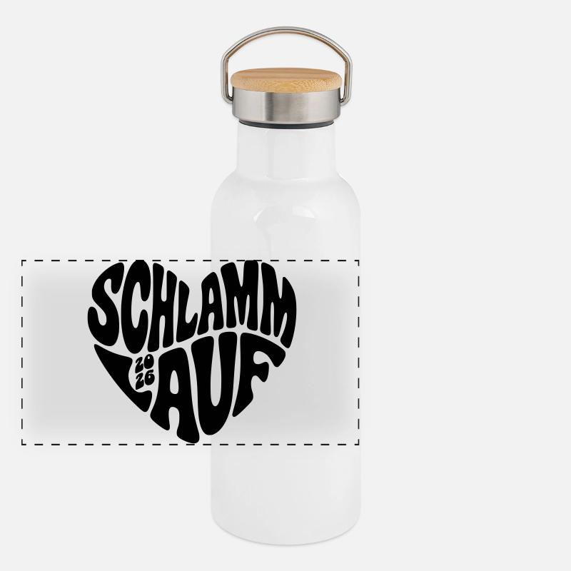 Course de boue 2026 - Forme de cœur - Course de boue 2026 Gourde isotherme avec bouchon en bambou