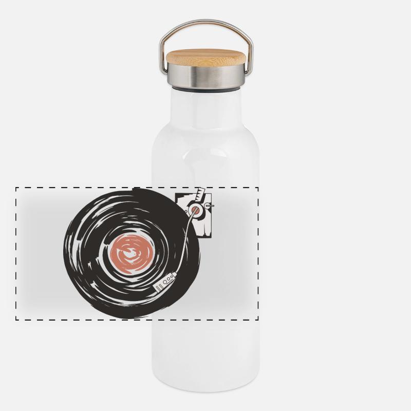 Vinyl Record Retro Panoramic Thermal Bottle with Bamboo Lid