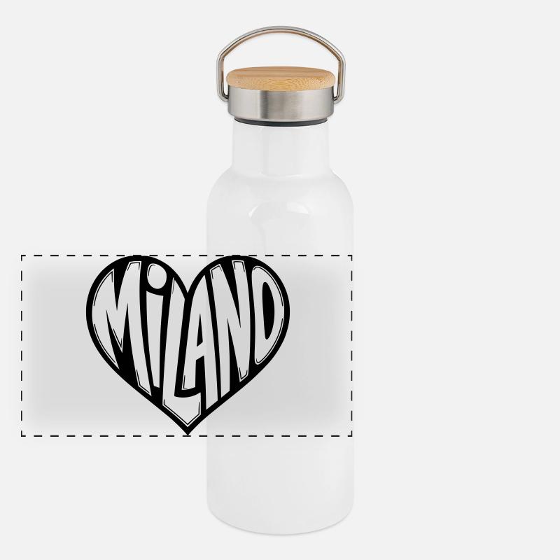 Mailand Milano Herz Panorama Thermosflasche mit Bambusdeckel