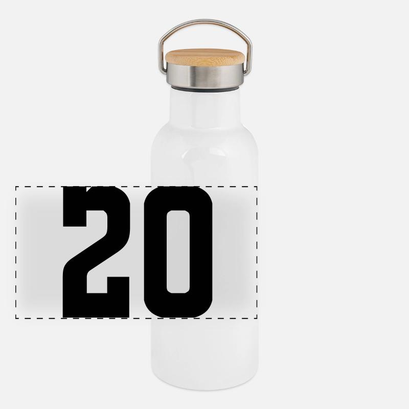 20 - Gourde isotherme avec bouchon en bambou - blanc