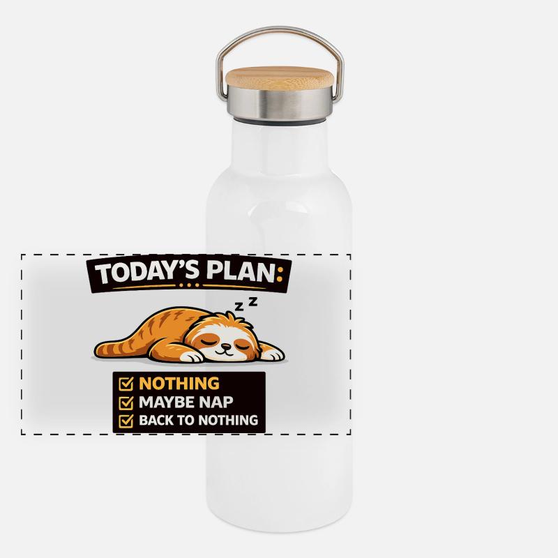 Heuteplan: Katzen-Nickerchen-Checkliste Panorama Thermosflasche mit Bambusdeckel