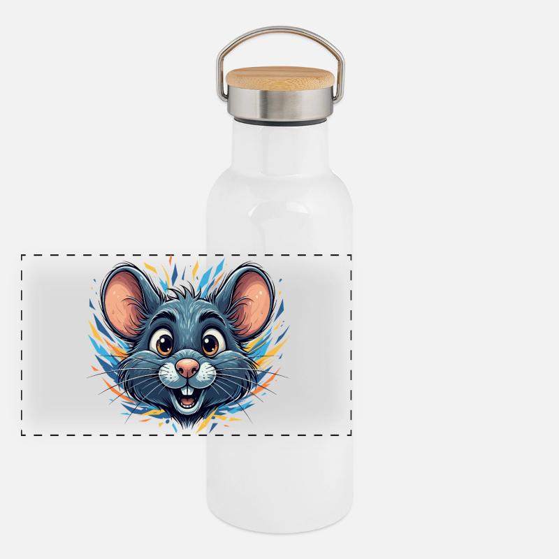 Rat joyeux dans un feu de couleur Gourde isotherme avec bouchon en bambou