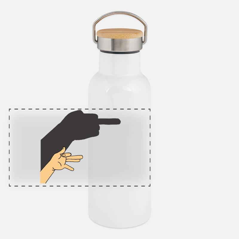 Schatten eines Hundes oder nicht Panorama Thermosflasche mit Bambusdeckel