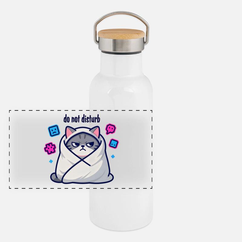 Chat grognon emmitouflé Ne Pas Déranger Gourde isotherme avec bouchon en bambou