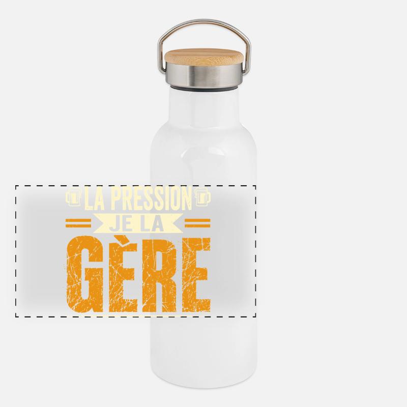 La pression je la gère Gourde isotherme avec bouchon en bambou