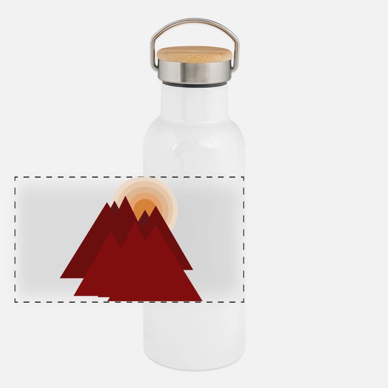 Rote Berge bei Sonnenaufgang Panorama Thermosflasche mit Bambusdeckel