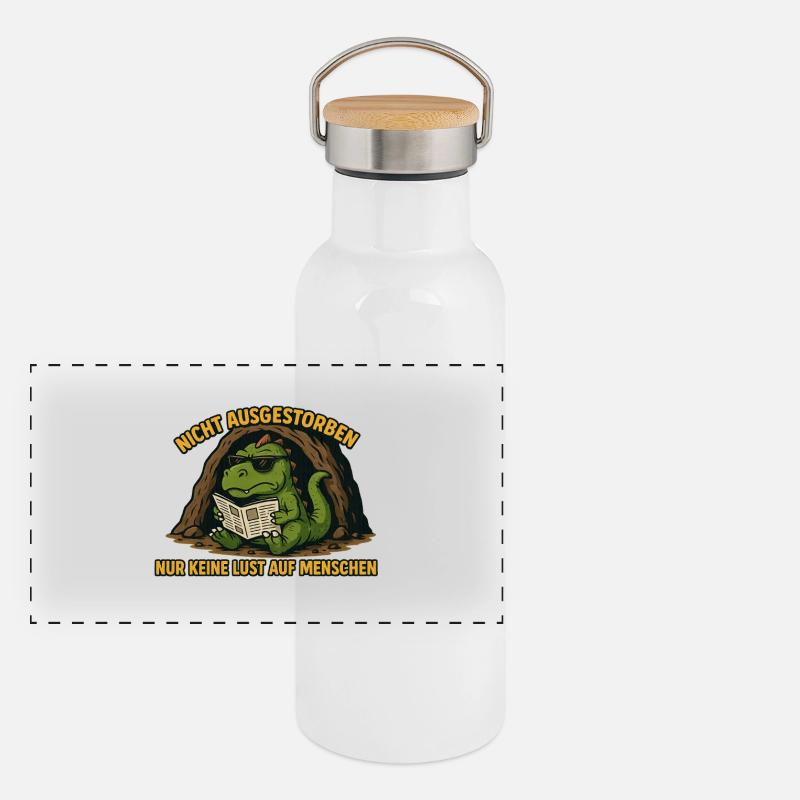 Sarkastischer Dinosaurier Panorama Thermosflasche mit Bambusdeckel