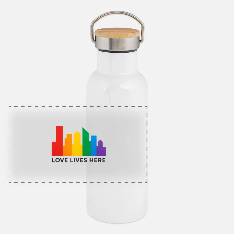 Fierté de l’horizon de l’arc-en-ciel Gourde isotherme avec bouchon en bambou
