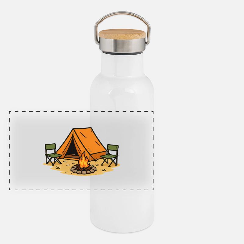Adventurous Camping Camp Design Panoramic Thermal Bottle with Bamboo Lid