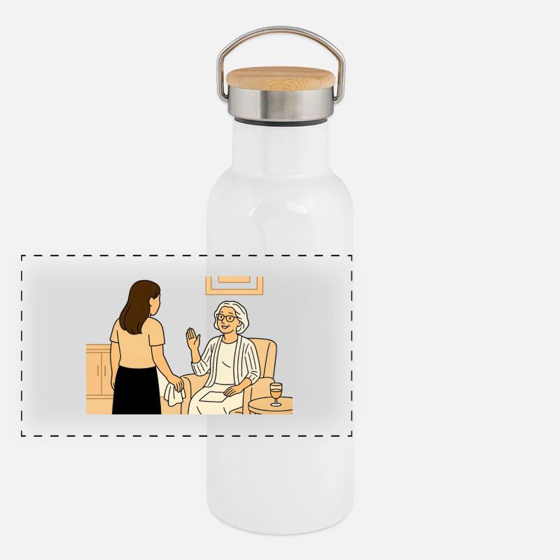 Visite infirmière Gourde isotherme avec bouchon en bambou