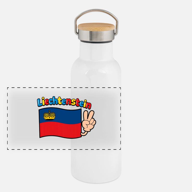 Liechtenstein Flag Panoramic Thermal Bottle with Bamboo Lid