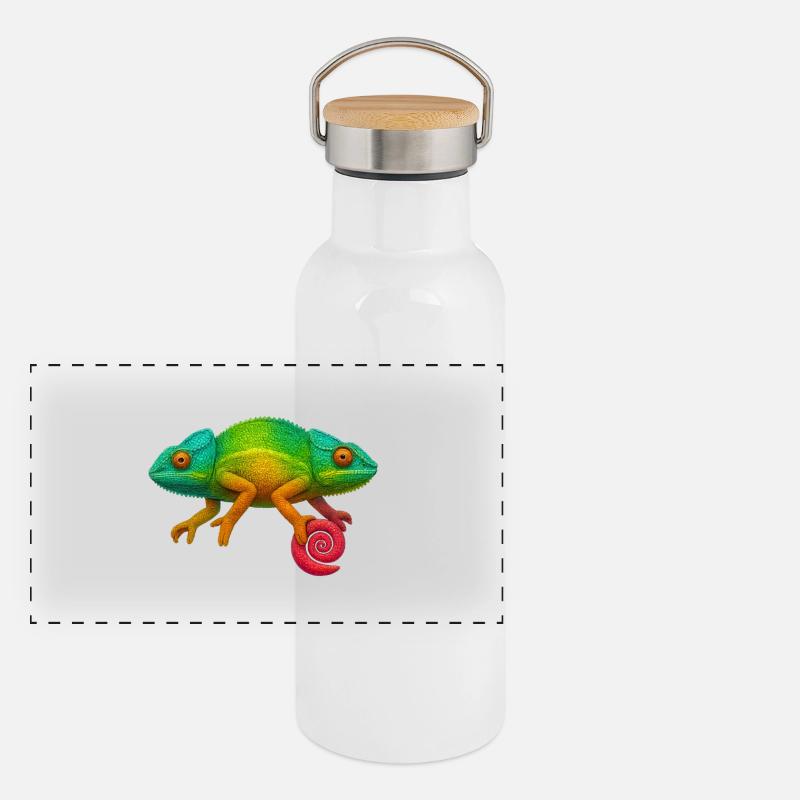 Sucette Caméléon Arc-en-ciel Gourde isotherme avec bouchon en bambou