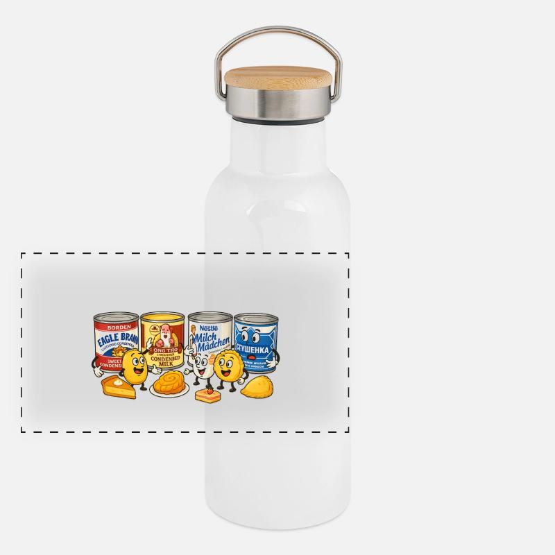 Lait concentré sucré Gourde isotherme avec bouchon en bambou