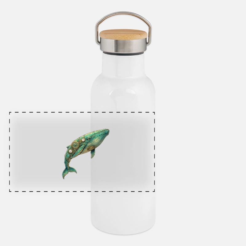 Baleine steampunk Gourde isotherme avec bouchon en bambou