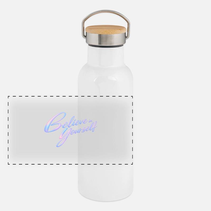 Believe in yourself - Gourde isotherme avec bouchon en bambou - blanc