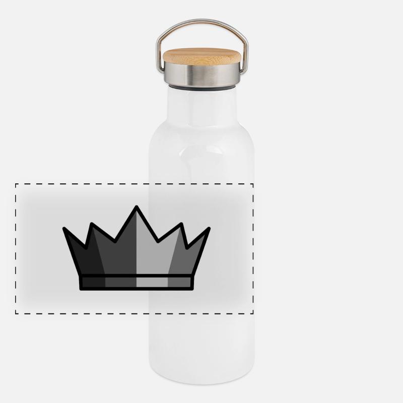 Schwarze Krone King Gaming Logo Panorama Thermosflasche mit Bambusdeckel