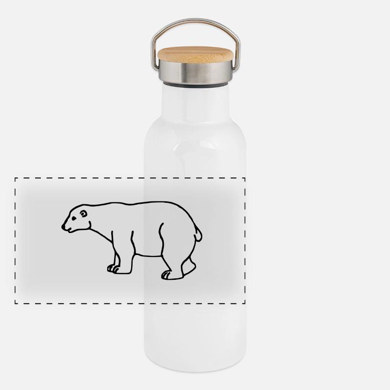 Eisbär Panorama Thermosflasche mit Bambusdeckel
