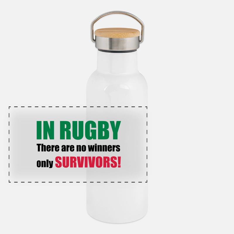 rugby Panorama Thermosflasche mit Bambusdeckel