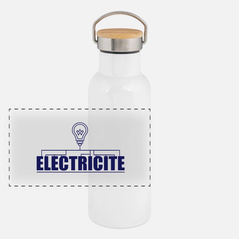 logo electricite Gourde isotherme avec bouchon en bambou