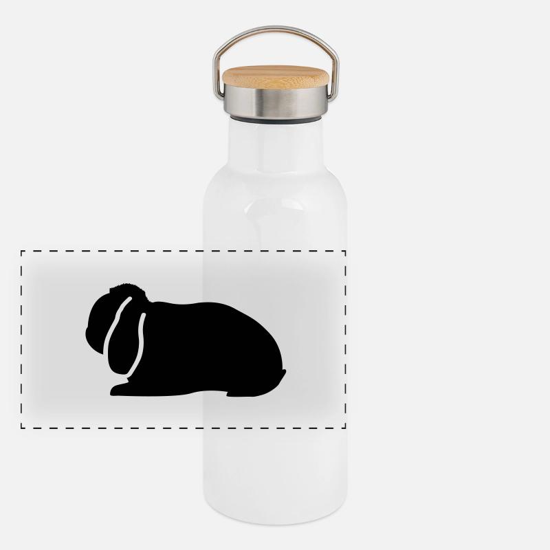 NHD emblem Dwarf Lop rabbit ram Panoramic Thermal Bottle with Bamboo Lid