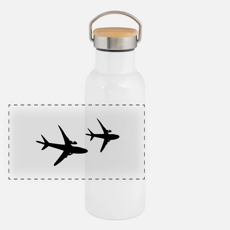 Airplanes Panoramic Thermal Bottle with Bamboo Lid