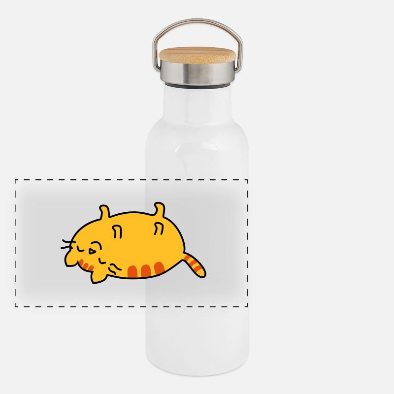 lazy cat Panoramic Thermal Bottle with Bamboo Lid