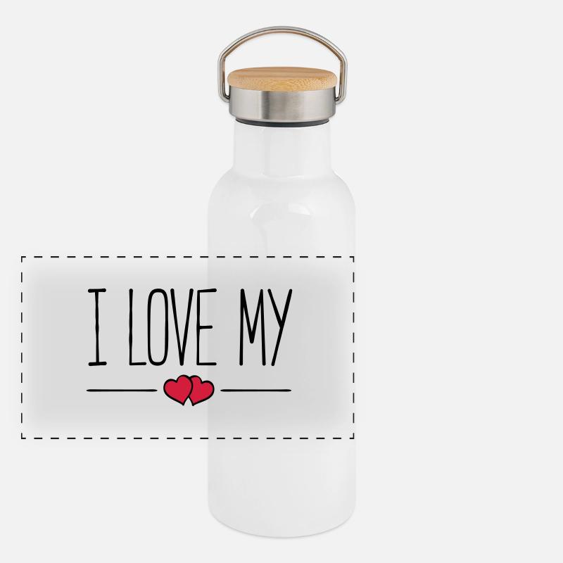 i love my Panorama Thermosflasche mit Bambusdeckel