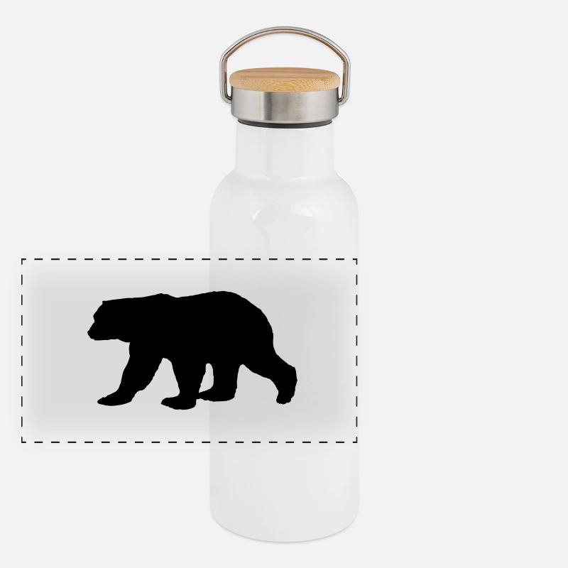 bear silhouette Panorama Thermosflasche mit Bambusdeckel