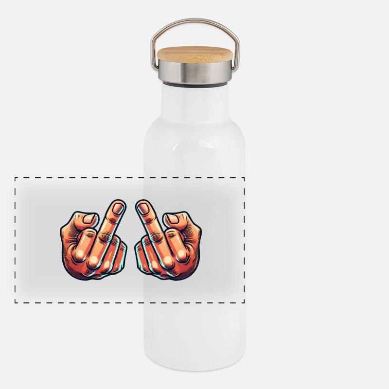 Doigt d’honneur 2 Gourde isotherme avec bouchon en bambou