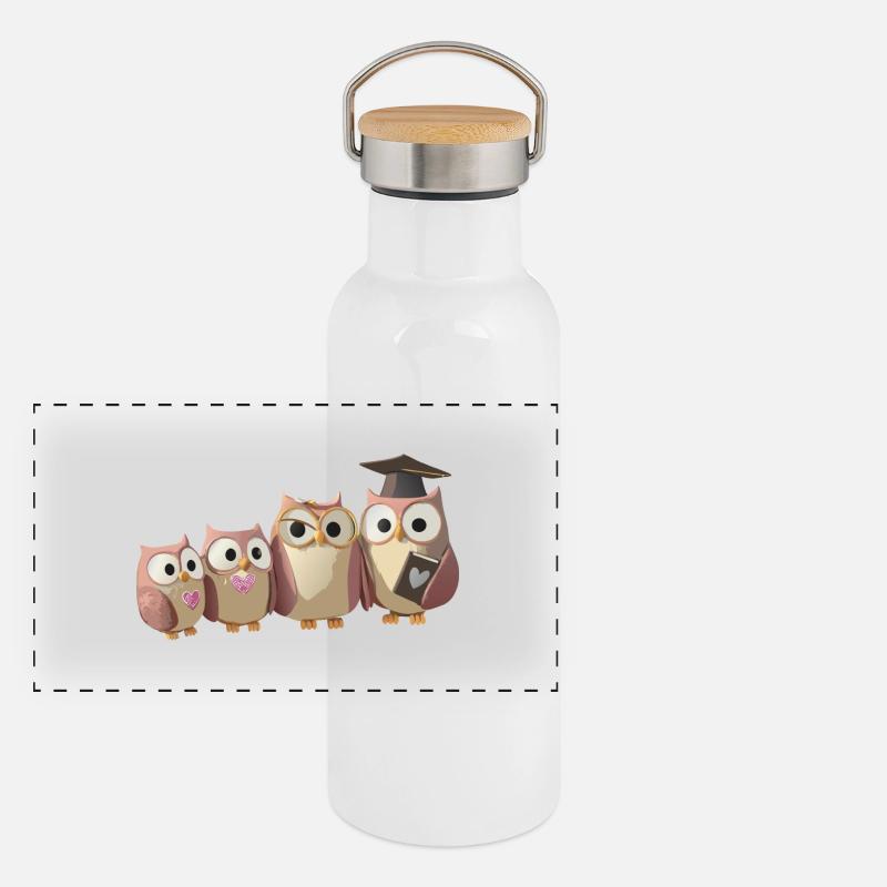 PROFESSEUR OWL Gourde isotherme avec bouchon en bambou