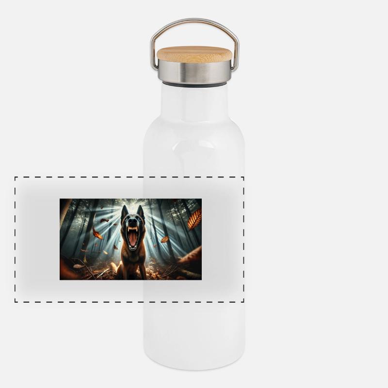 Malinois Panorama Thermosflasche mit Bambusdeckel