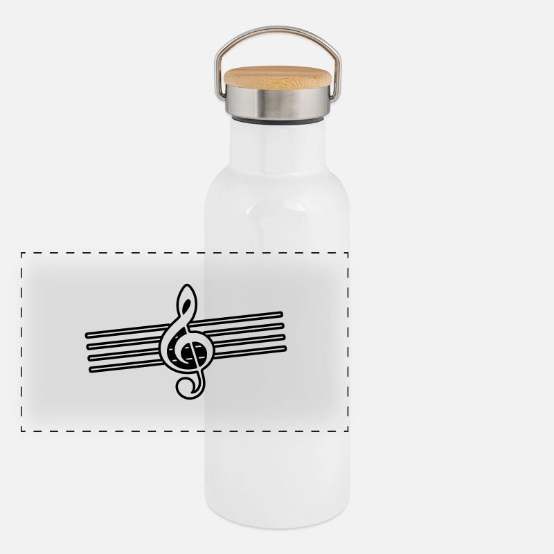 Notenschlüssel Symbol Musik Panorama Thermosflasche mit Bambusdeckel