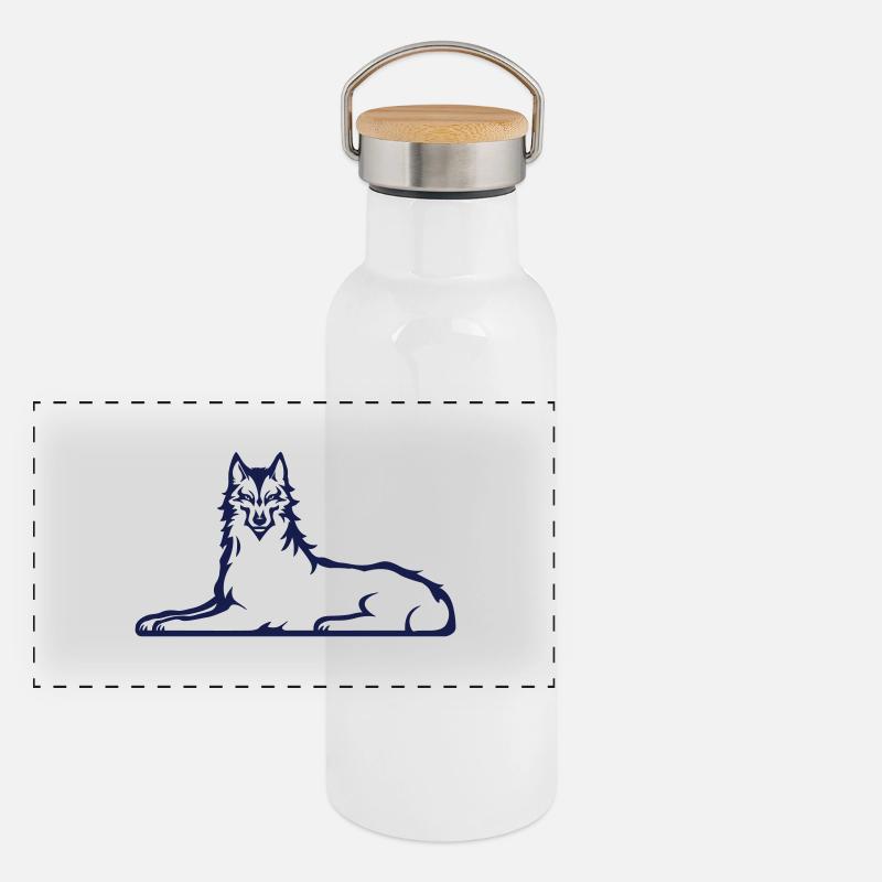 Chechen Wolf 2025 edition Panoramic Thermal Bottle with Bamboo Lid