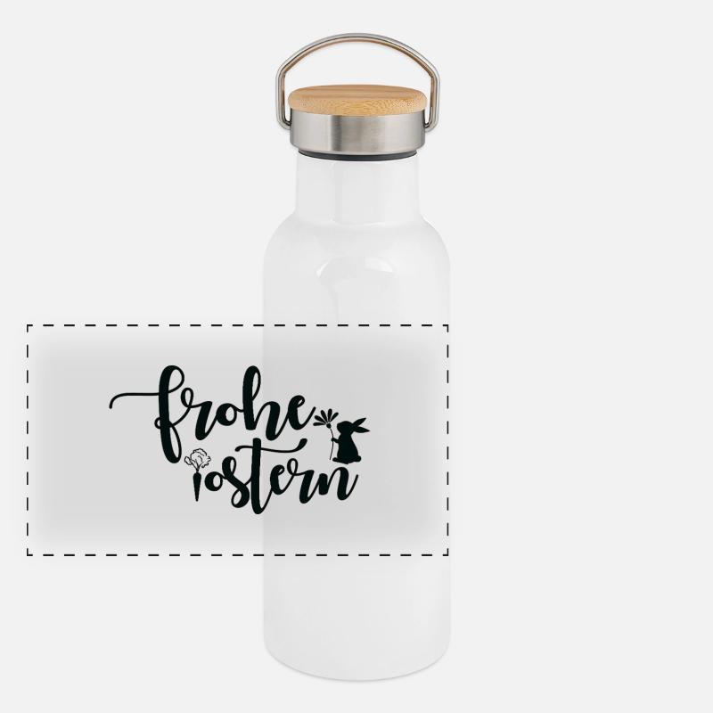 Frohe Ostern 🐰🌸 Panorama Thermosflasche mit Bambusdeckel