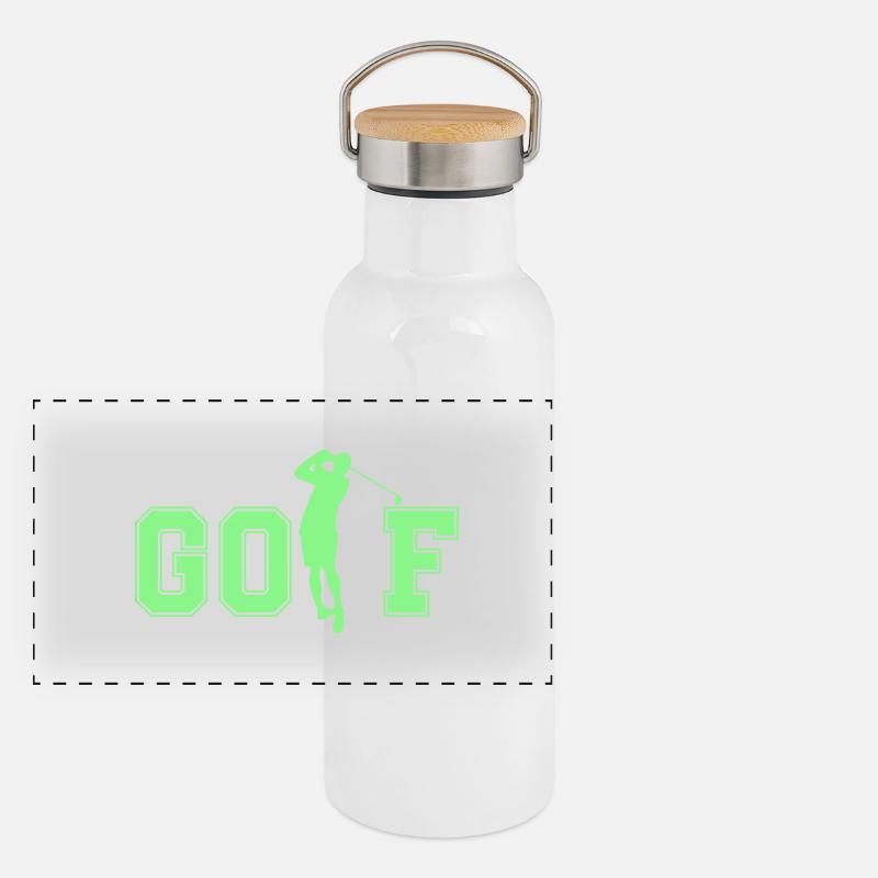 golf Panorama Thermosflasche mit Bambusdeckel