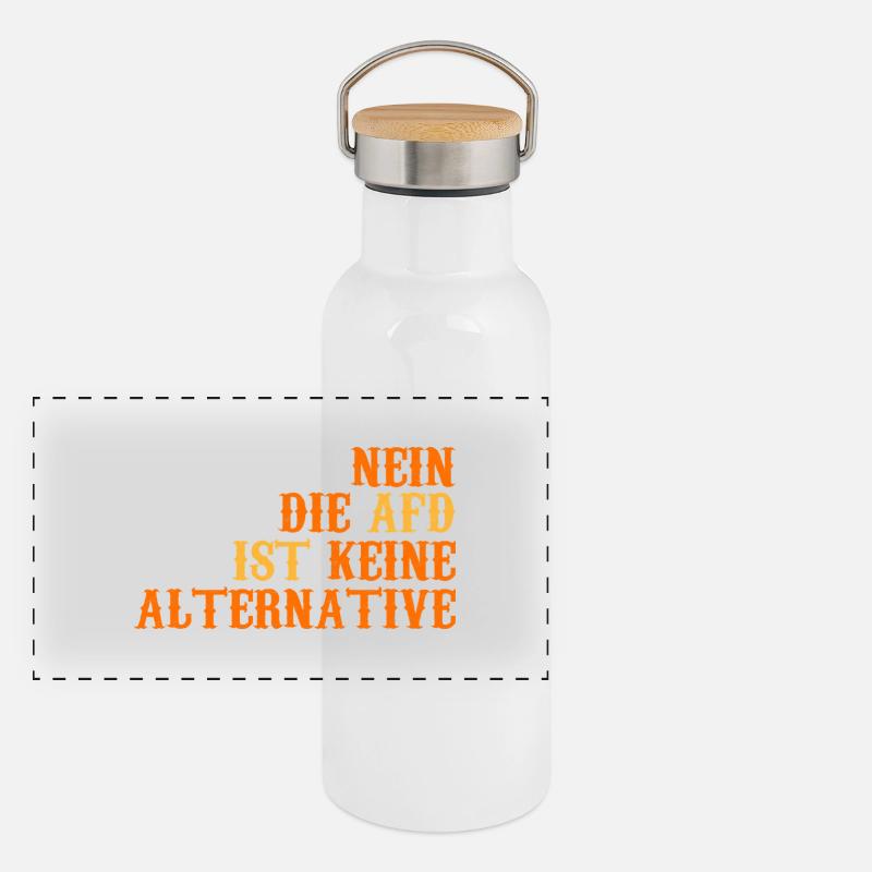 NEIN DIE AFD IST KEINE ALTERNATIVE Panorama Thermosflasche mit Bambusdeckel