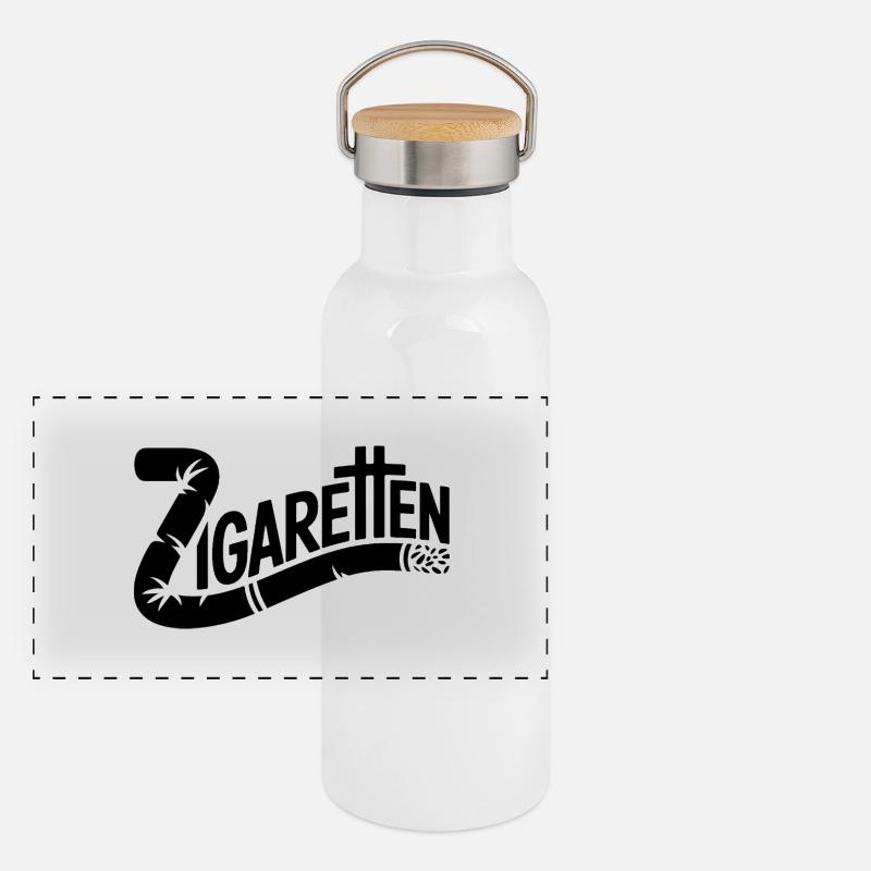 Zigaretten - Deutsche Memes Panorama Thermosflasche mit Bambusdeckel