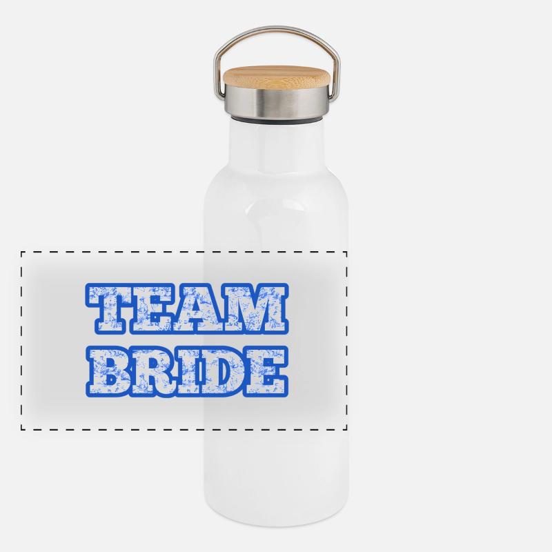 Team bride chinoiserie bleu Gourde isotherme avec bouchon en bambou
