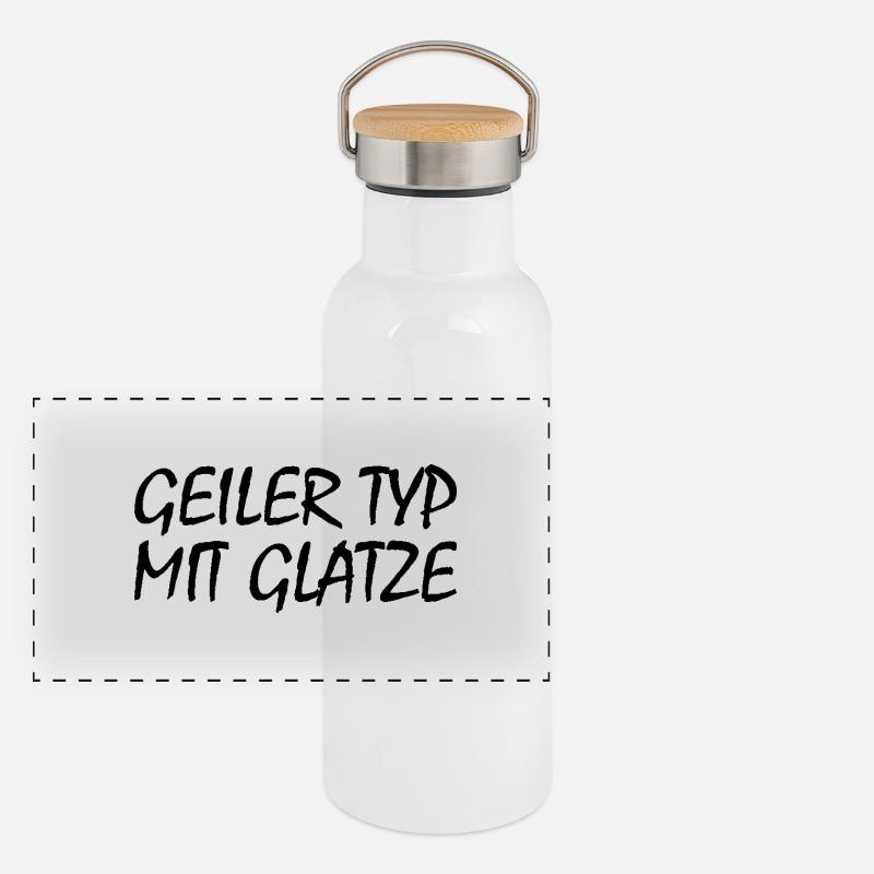 geiler typ mit glatze Panorama Thermosflasche mit Bambusdeckel