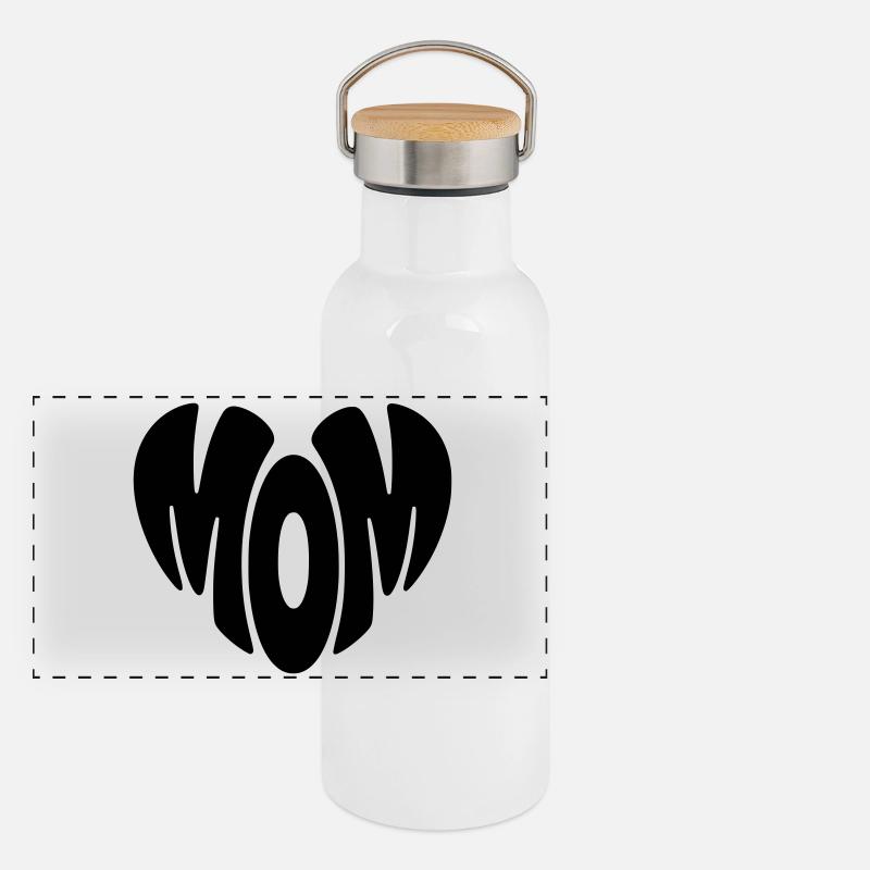 Mom Herz Form Mama Herzform Muttertag Geschenk Panorama Thermosflasche mit Bambusdeckel