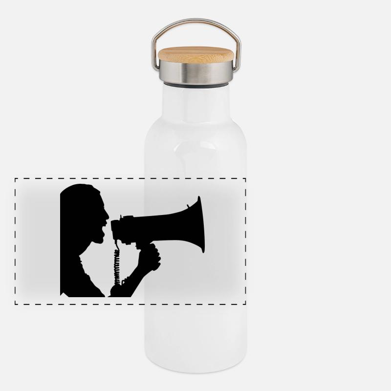 porte-voix Gourde isotherme avec bouchon en bambou