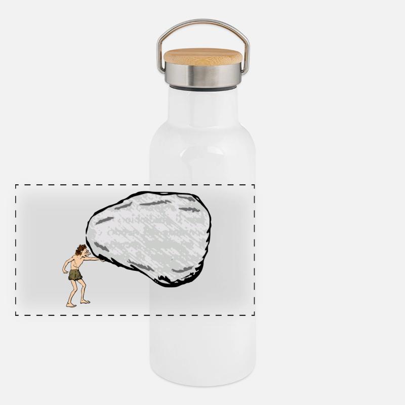 Steinzeit Panorama Thermosflasche mit Bambusdeckel