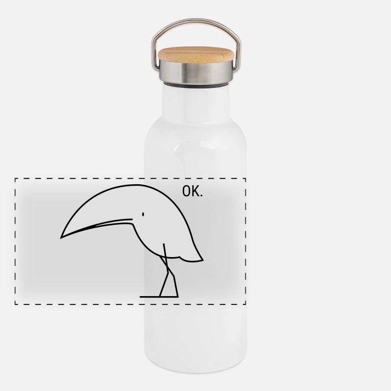 Funny ok bird Panoramic Thermal Bottle with Bamboo Lid